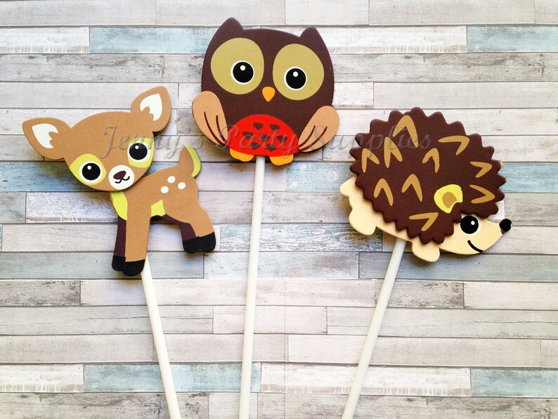 Set of 6 Woodland Animals Baby Shower Diaper Cake Toppers Set of 6 Woodland Animals Baby Shower Diaper Cake Toppers
