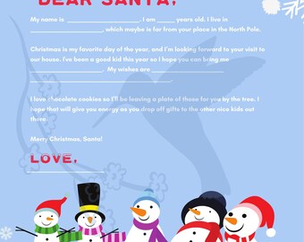 Letter to Santa with snowmans