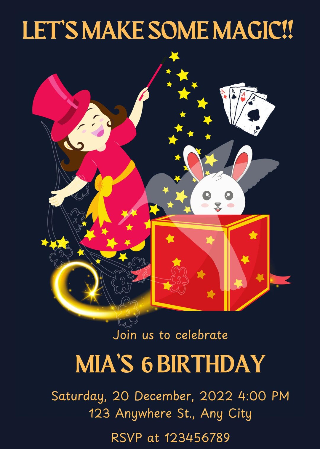 Magic Box Invitations Magic Birthday Invitation Template: Editable Canva (digital Download ...