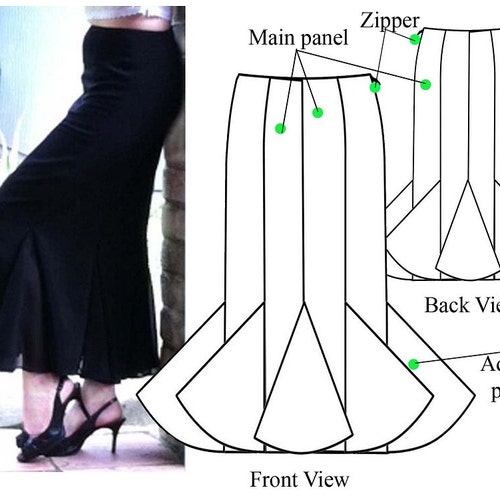 Gored Skirt PDF Sewing Pattern Godet Maxi Skirt - Etsy