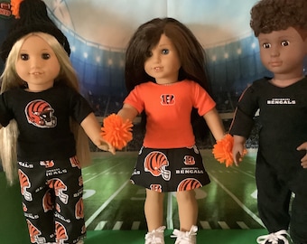 Cincinnati BENGALS! 18inch Doll Clothes, Handmade, Fits all 18 inch dolls