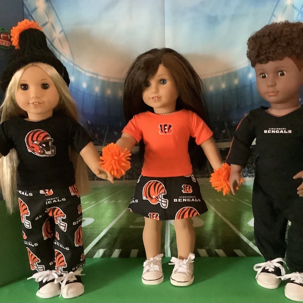 Cincinnati BENGALS! 18inch Doll Clothes, Handmade, Fits all 18 inch dolls