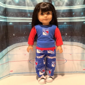NY RANGERS ! 18 Inch Doll Clothes ,Handmade , Fits  All  18 Inch  Dolls, 2 PC Outfit