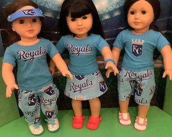 Kansas City  ROYALS! 18 Doll Clothes ,Handmade,Fits All 18 Inch Dolls 2pc Baseball Outfit