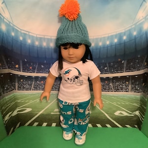 Miami DOLPHINS! Outfits! 18in Doll Clothes, Handmade, Fits all 18 inch dolls Outfit One!