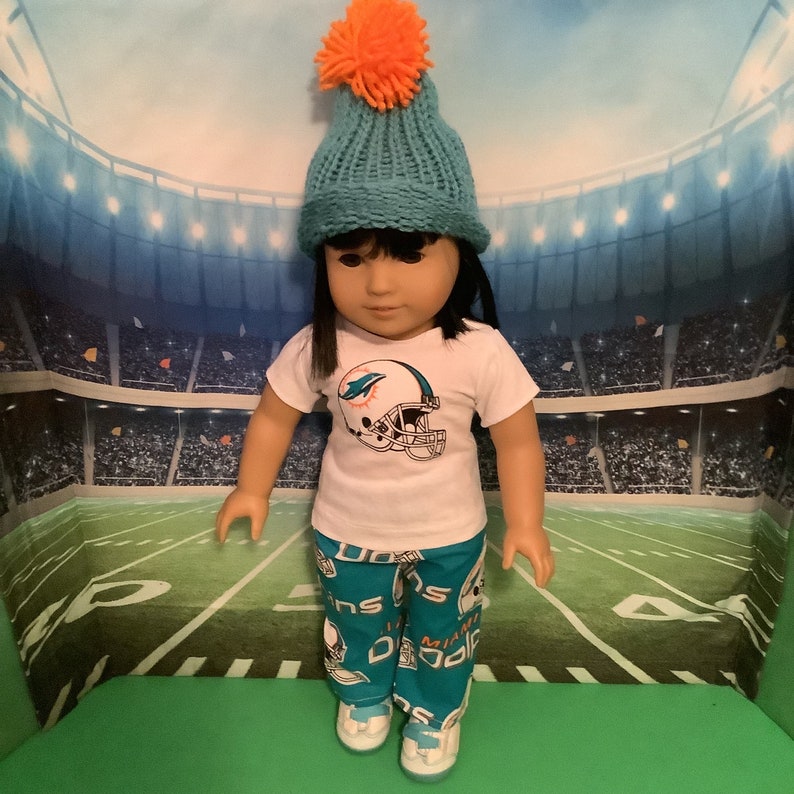 Miami DOLPHINS! Outfits! 18in Doll Clothes, Handmade, Fits all 18 inch dolls Outfit One!