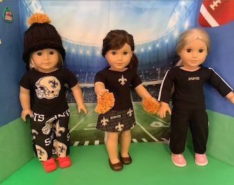 New Orleans SAINTS! Outfits! 18in Doll Clothes, Handmade, Fits all 18 inch dolls