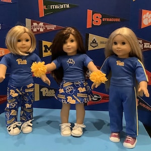 University of Pittsburgh ,PANTHERS ! 18 Inch Doll Clothes ,Handmade , Fits All 18 Inch Dolls ,2 PC College Football Outfit