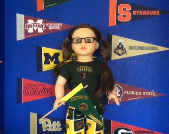 Baylor University ,BEARS! ,18 Doll Clothes ,Handmade ,Fits All 18 Inch Dolls ,2PC College Football Outfit
