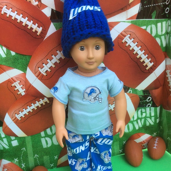 Detroit LIONS! 18in Doll Clothes, Handmade, Fits all 18 inch dolls, 3PC Outfit