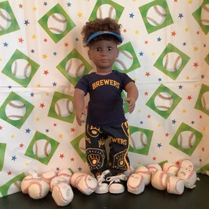 Milwaukee BREWERS 18 inch Doll Clothes , Handmade ,Fits All 18 Inch Dolls, Baseball Outfit image 6