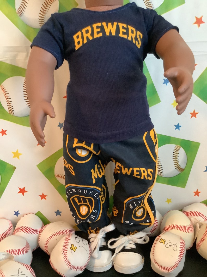 Milwaukee BREWERS 18 inch Doll Clothes , Handmade ,Fits All 18 Inch Dolls, Baseball Outfit image 3