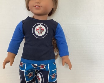 Winnipeg JETS! 18 Inch Doll Clothes ,Handmade ,Fits All 18 Inch Dolls ,2 pc Outfit