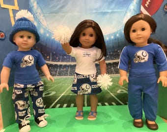 Indianapolis COLTS! Outfits! 18in Doll Clothes, Handmade, Fits all 18 inch dolls