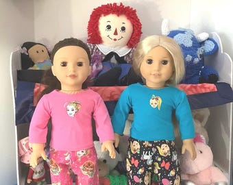 Character Print Pajamas! Handmade 18 Inch Doll Clothes