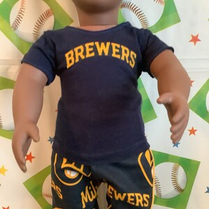 Milwaukee BREWERS 18 inch Doll Clothes , Handmade ,Fits All 18 Inch Dolls, Baseball Outfit image 2