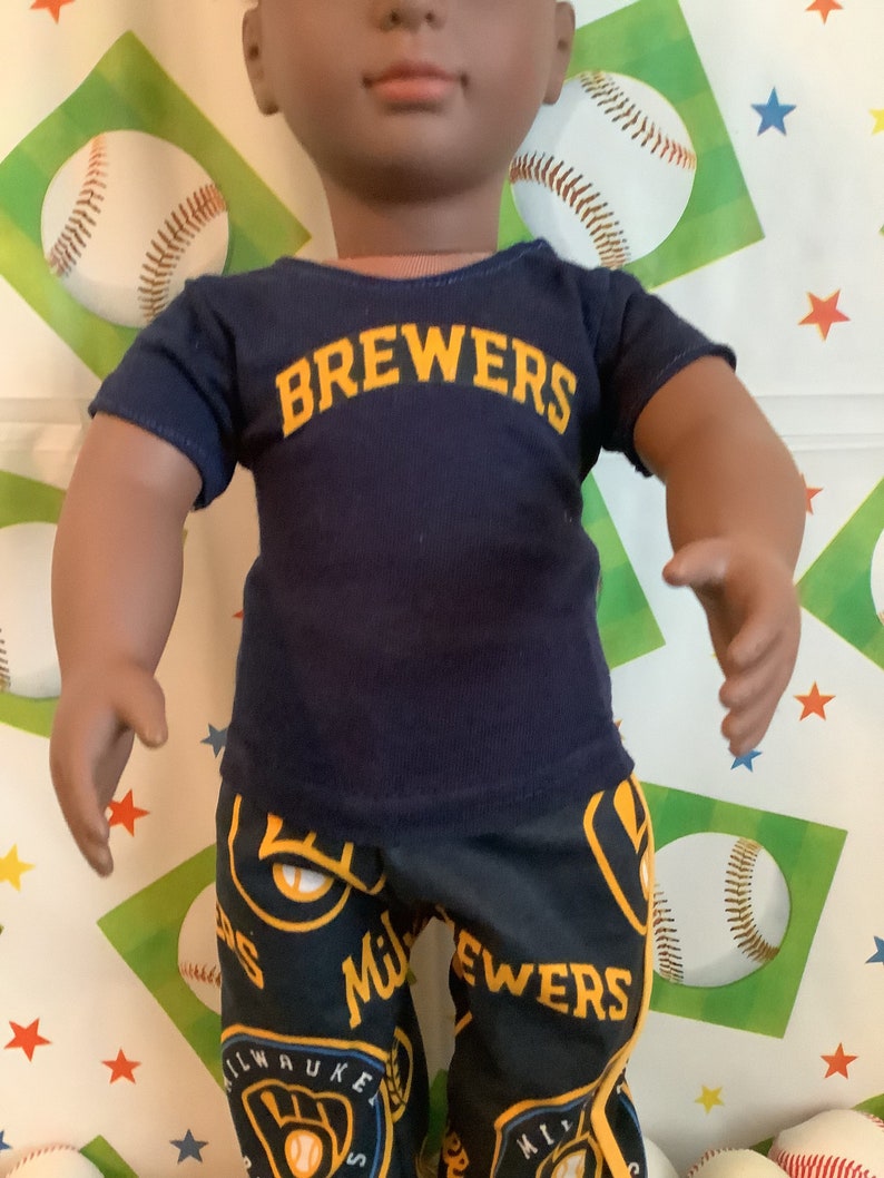 Milwaukee BREWERS 18 inch Doll Clothes , Handmade ,Fits All 18 Inch Dolls, Baseball Outfit image 2