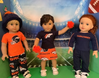 Colorado BRONCOS !  18 Inch Doll Clothes , Handmade ,Fits All 18 Inch Dolls