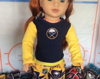 Buffalo SABRES! 18 Inch Doll Clothes ,Handmade ,Fits All 18 Inch Dolls 2 PC Outfit