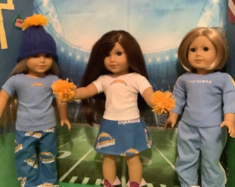Los Angeles,CHARGERS! Outfits! 18in Doll Clothes, Handmade, Fits all 18 inch dolls