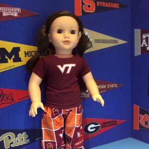 Virginia Tech,HOKIES!,18 Inch Doll Clothes ,Handmade ,Fits All 18 Inch Dolls ,2PC College Football Outfit