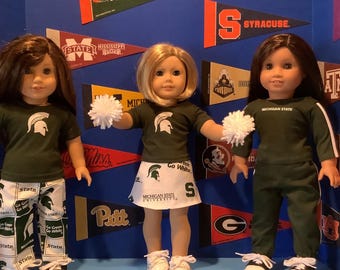 Michigan State Spartans Doll Clothes, Handmade Fits 18 Inch Dolls