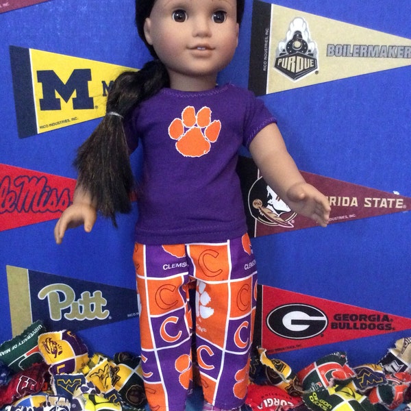 Clemson University ,TIGERS! 18 Inch Doll Clothes ,Handmade ,Fits All 18 Inch Dolls ,2pc College Football Outfit