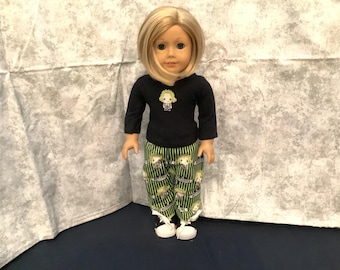 BEETLEJUICE Character Print Pajamas! Handmade 18 Inch Doll Clothes