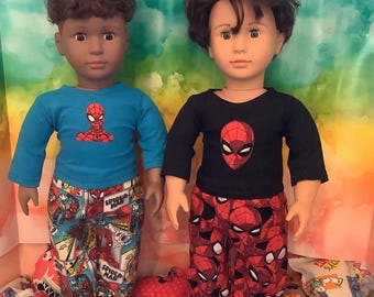 Character Print Pajamas, Handmade 18 Inch Doll Clothes
