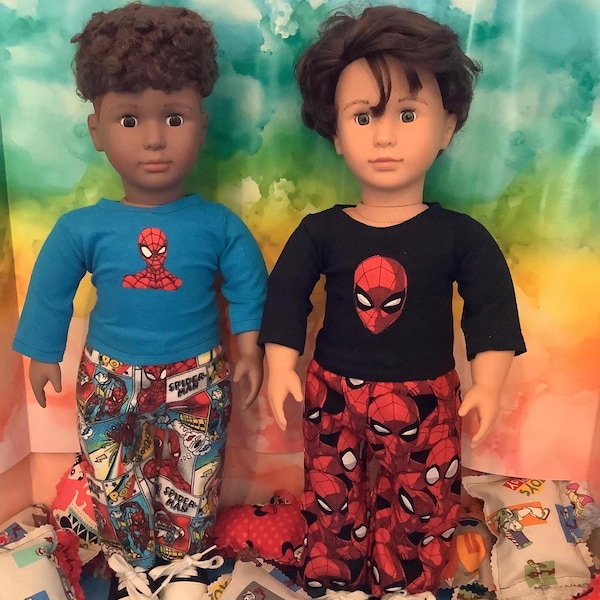Character Print Pajamas, Handmade 18 Inch Doll Clothes