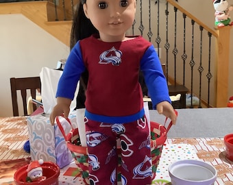Colorado AVALANCHE !,18 inch Doll Clothes ,Handmade ,Fits all  18 inch Dolls  2 Pc Outfit