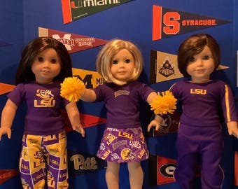 LSU Tigers Doll Clothes, Handmade 18 Inch Doll Outfit