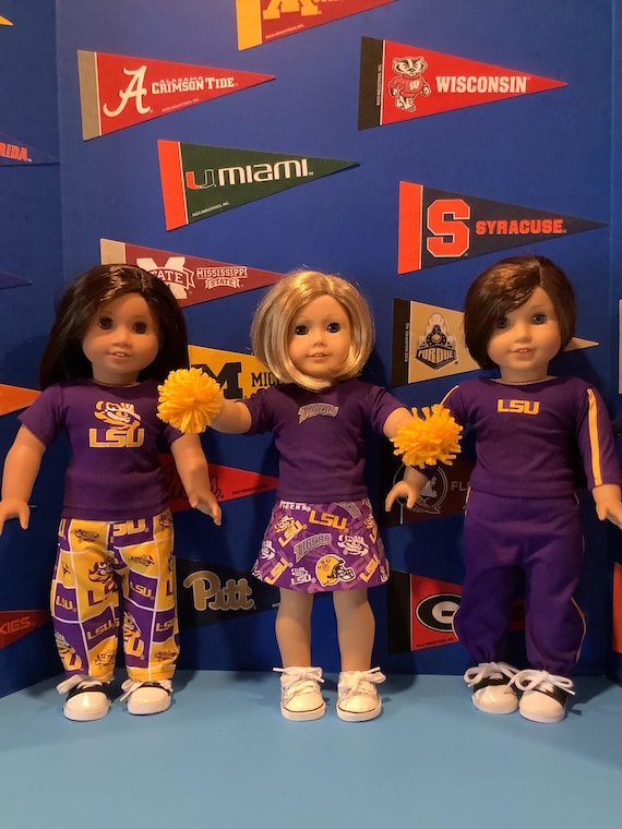 LSU Tigers Doll Clothes, Handmade 18 Inch Doll Outfit