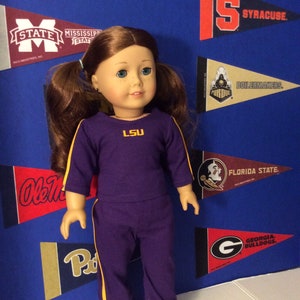Warm-Up Suit,Louisiana State,Tigers,Handmade,18 Inch Doll Clothes