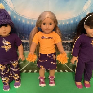 VIKINGS du Minnesota ! Vêtements de poupée de 18 pouces, faits main, s&#39;adapte à toutes les poupées de 18 pouces