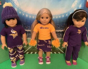 Minnesota VIKINGS! 18in Doll Clothes, Handmade, Fits all 18 inch dolls