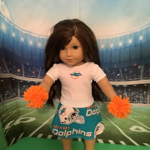 Miami DOLPHINS! Outfits! 18in Doll Clothes, Handmade, Fits all 18 inch dolls Out Two!