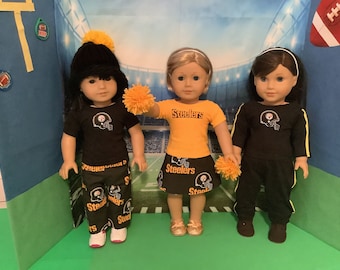 Pittsburgh STEELERS! 18in Doll Clothes, Handmade, Fits all 18 inch Dolls