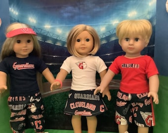 Cleveland GUARDIANS! 18 Inch Doll Clothes ,Handmade ,Fits All  18 Inch Dolls,Baseball Outfit