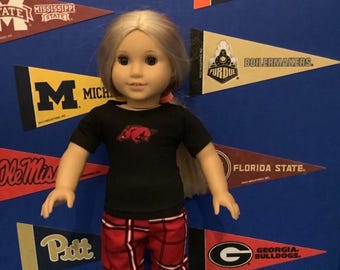 18 Inch Doll Clothes, Arkansas Razorbacks College Football Outfit
