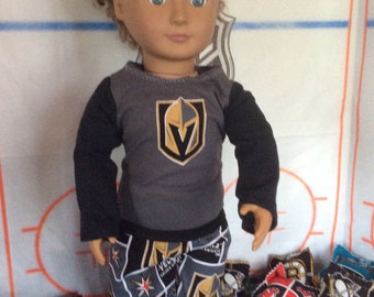 Vegas,GOLDEN KNIGHTS ! 18Inch Doll Clothes,Handmade ,Fits All 18Inch Dolls ,2PC Hockey Outfit