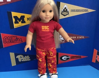 USC, TROJANS! 18 Inch Doll Clothes ,Handmade ,Fits All  18 Inch Dolls ,2pc College Football Outfit
