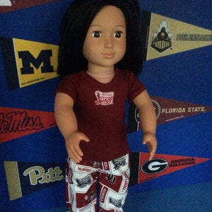 University of Oklahoma ,SOONERS!,18 Inch Doll Clothes ,Handmade,Fits All 18 Inch Dolls ,2pc College Football Outfit