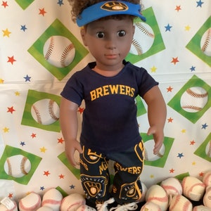 Milwaukee BREWERS 18 inch Doll Clothes , Handmade ,Fits All 18 Inch Dolls, Baseball Outfit image 1