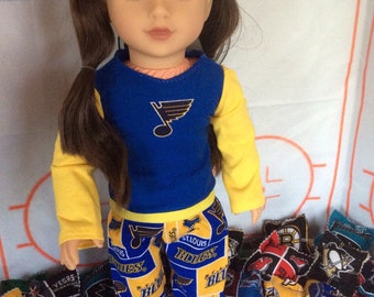 St.Louis BLUES !,18 inch Doll Clothes ,Handmade ,Fits All 18 Inch Dolls  2 PC Outfit