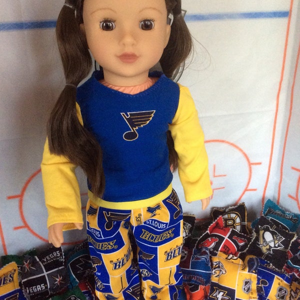 St.Louis BLUES !,18 inch Doll Clothes ,Handmade ,Fits All 18 Inch Dolls  2 PC Outfit