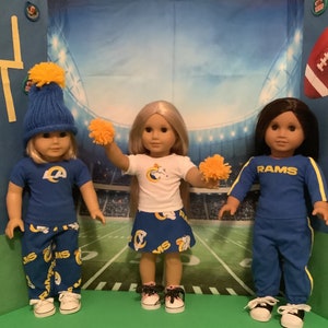 Los Angeles RAMS! Outfits! 18in Doll Clothes, Handmade, Fits all 18 inch dolls