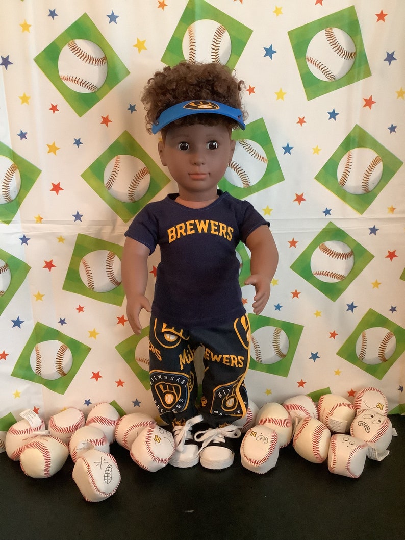 Milwaukee BREWERS 18 inch Doll Clothes , Handmade ,Fits All 18 Inch Dolls, Baseball Outfit image 5