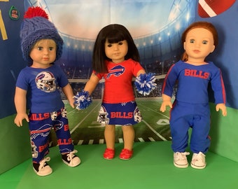 Buffalo BILLS! Outfits! 18in Doll Clothes, Handmade, Fits all 18 inch dolls