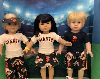 San Francisco GIANTS ! 18 inch Doll Clothes ,Handmade ,Fits all 18 inch dolls  2pc Baseball  Outfit